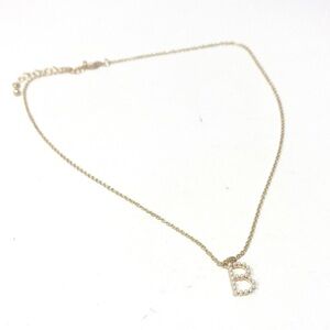 New Anthropologie B Initial Monogram Pearl Necklace Gold